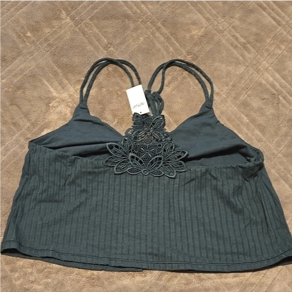 2 for 1 Aerie Forest Green Ribbed Bra Top (tan one too) - Picture 3 of 4